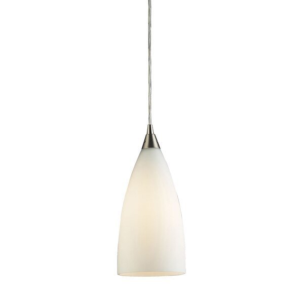 Vesta 1-Light Mini Pendant in Satin Nickel with White Glass, Elk Lighting, Mfr#: 2580/1